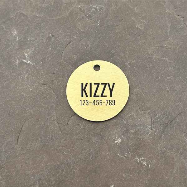 Solid Brass Pet Identification Tag Personalised - Precisioncraft Laser