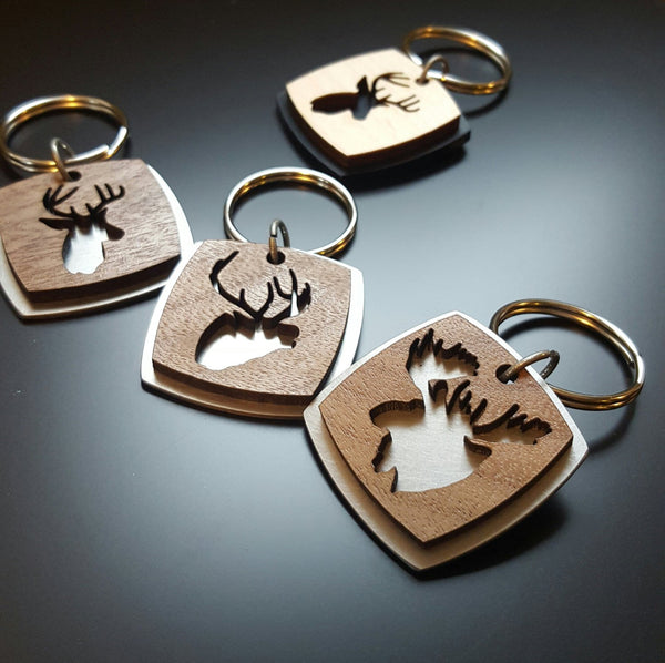 Hunting Key Chain Stainless and Wood