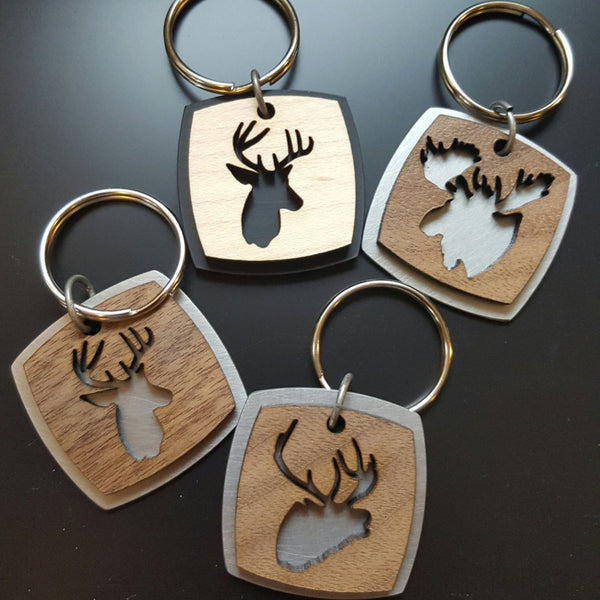 Hunting Key Chain Stainless and Wood