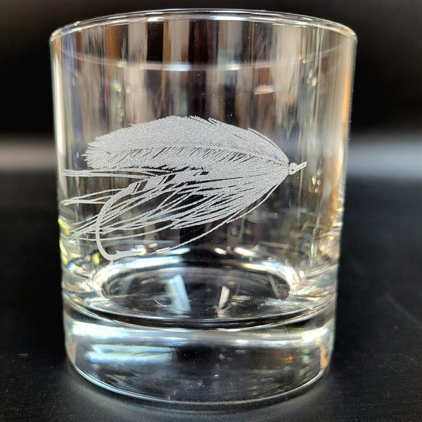 Spey fly whiskey glass