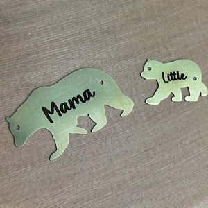 Brass chair plaques mama bear and baby bear.