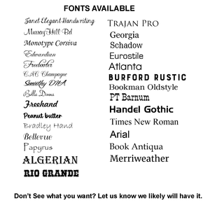 Available fonts for Outdoor Plaques