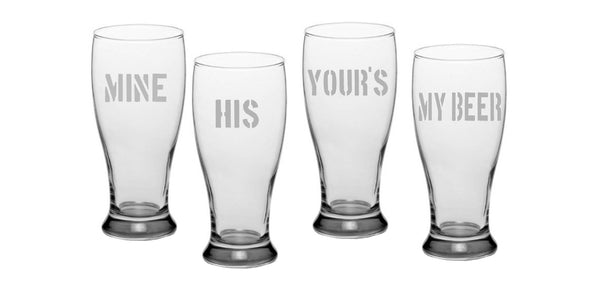 Set of 4 customisable Beer Glasses, Wine Glasses, Scotch Glasses - Precisioncraft Laser