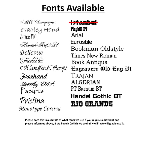 Mix and match your fonts, or if you have something different in mind let us know.