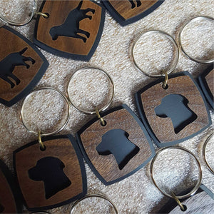 The Dog Key Chain Stainless and Wood