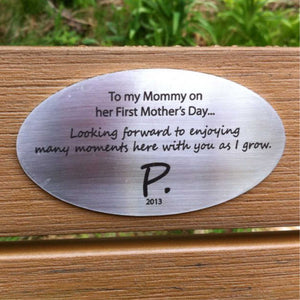 Oval indoor or outdoor plaque, with any amount of text.