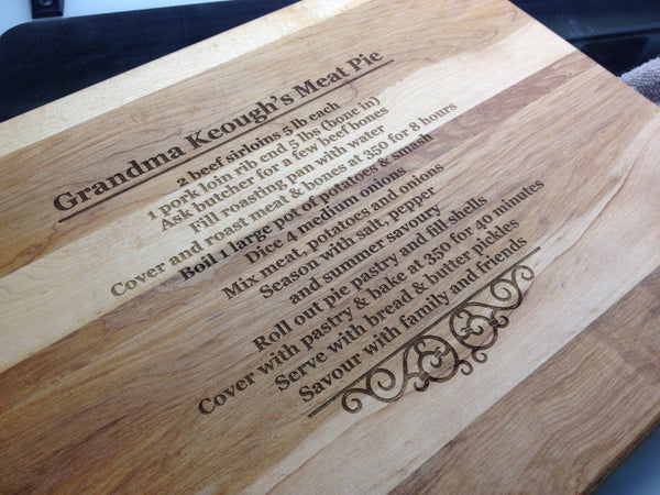 Laser Engraved Cutting Boards Favourite Recipe