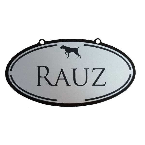 Oval dog crate tag, simple and beautiful.